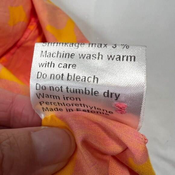 Vintage Marimekko Mika Piirainen Tunic Dress Pink Orange Swirl Print 36 US 6 - Picture 11 of 14